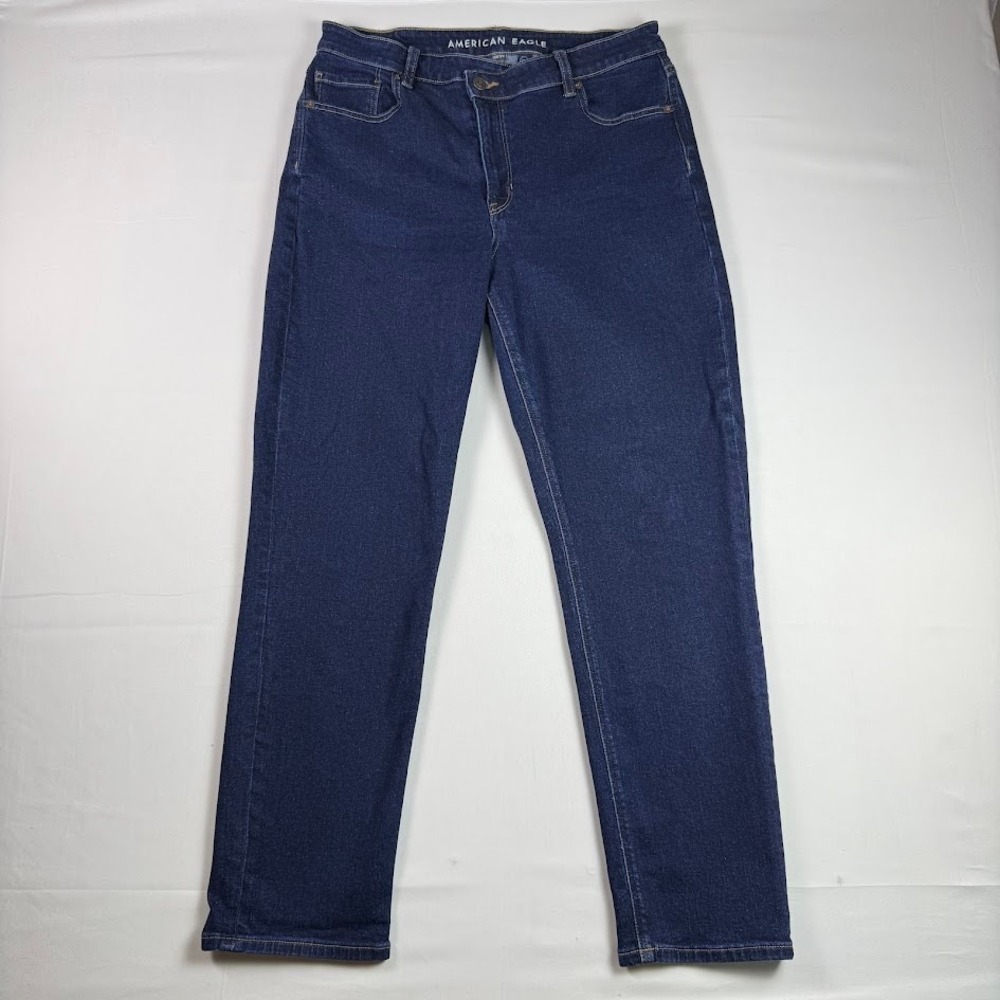 American Eagle Mom Jean Dark Wash High Rise Tapered Stretch Denim Size 10 Reg